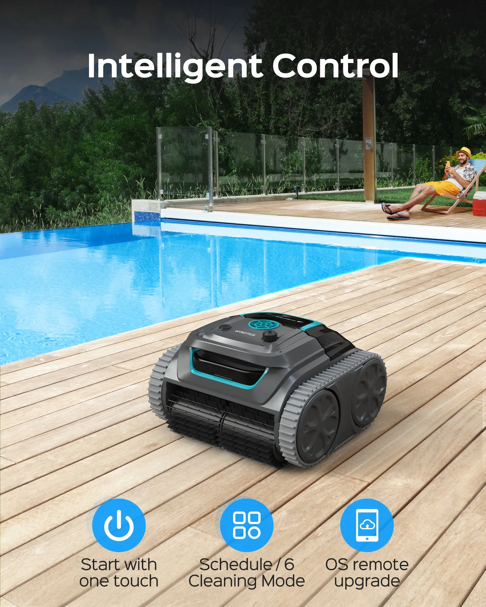 WYBOT S1 High-end Cordless Robotic Pool Cleaner with APP Mode, Wall-climbing