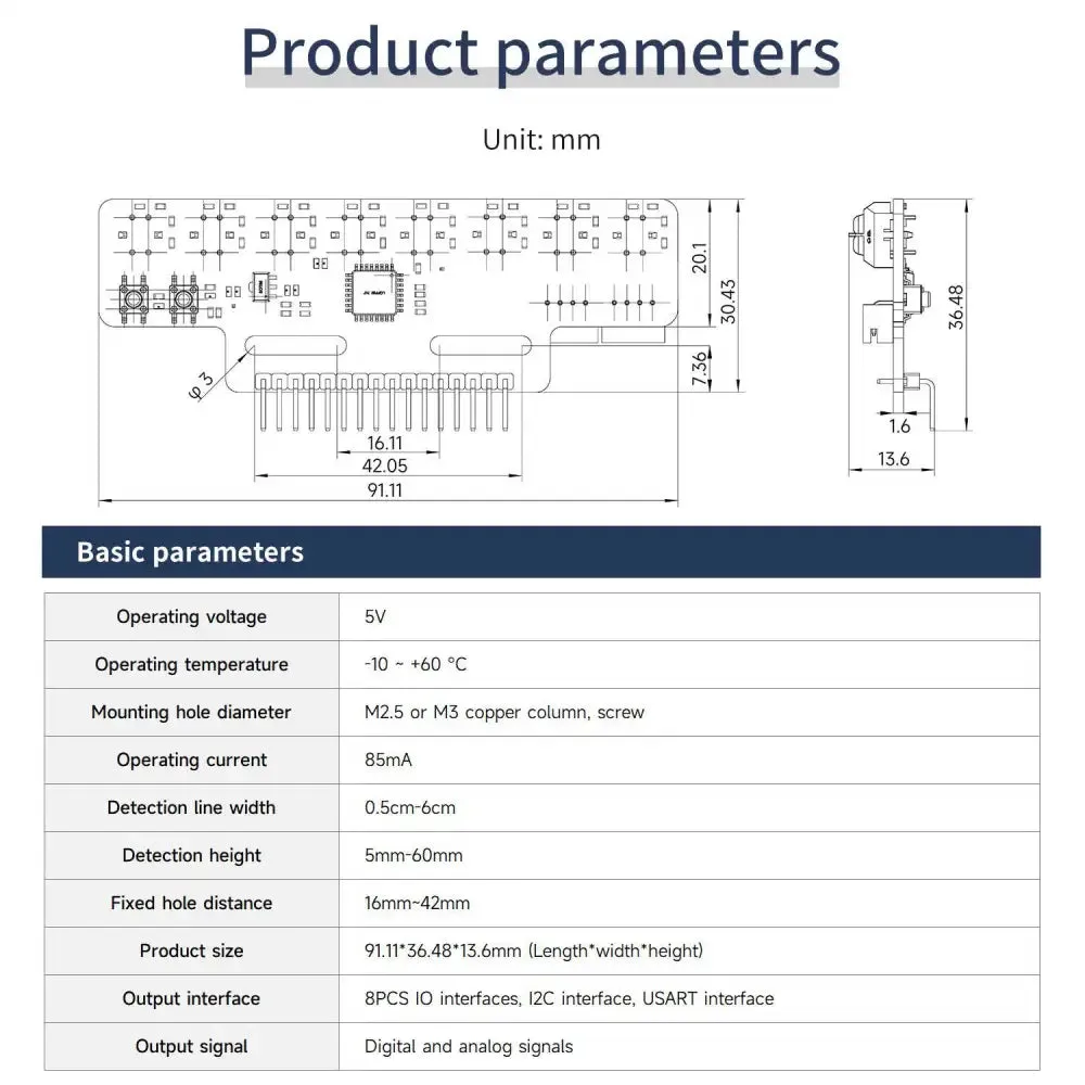 Yahboom 8 channel infrared tracking sensor module--Separate module